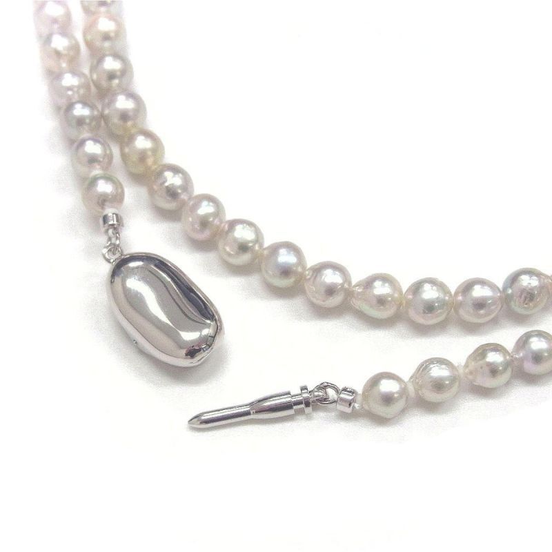 アコヤ真珠 ベビーパールロングネックレス ナチュラルグレー バロック