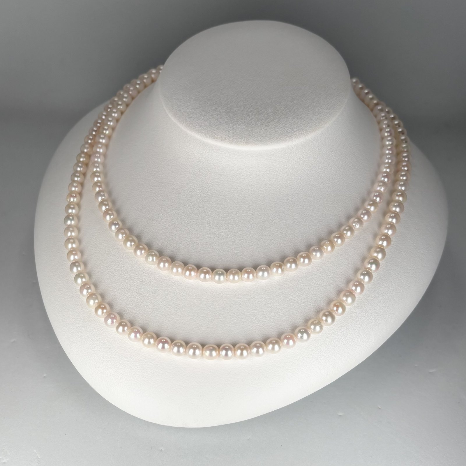 アコヤ真珠 ベビーパールロングネックレス 5-5.5mm ラウンド ホワイト