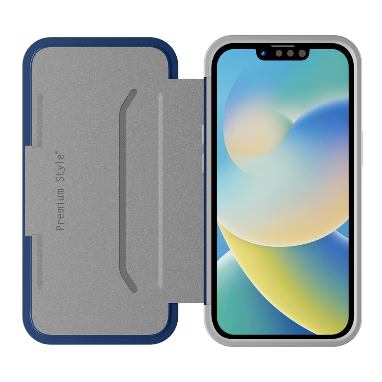 iPhone 14用 ハイブリッドフリップケース [ブルー]｜株式会社PGA