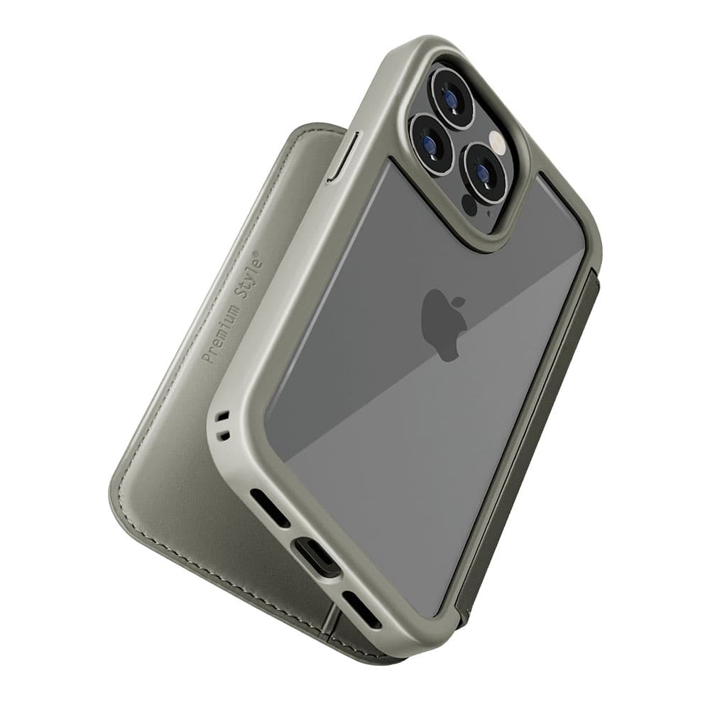 iPhone 15 Pro用 ガラスフリップケース [グレー]｜株式会社PGA