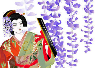 歌舞伎の「藤娘」 イラスト素材 [6630789] - フォトライブラリー