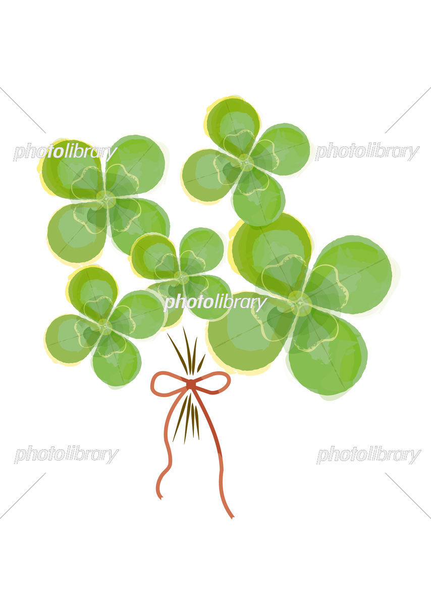 幸せを呼ぶ四葉のクローバーのイラスト イラスト素材 [7446607