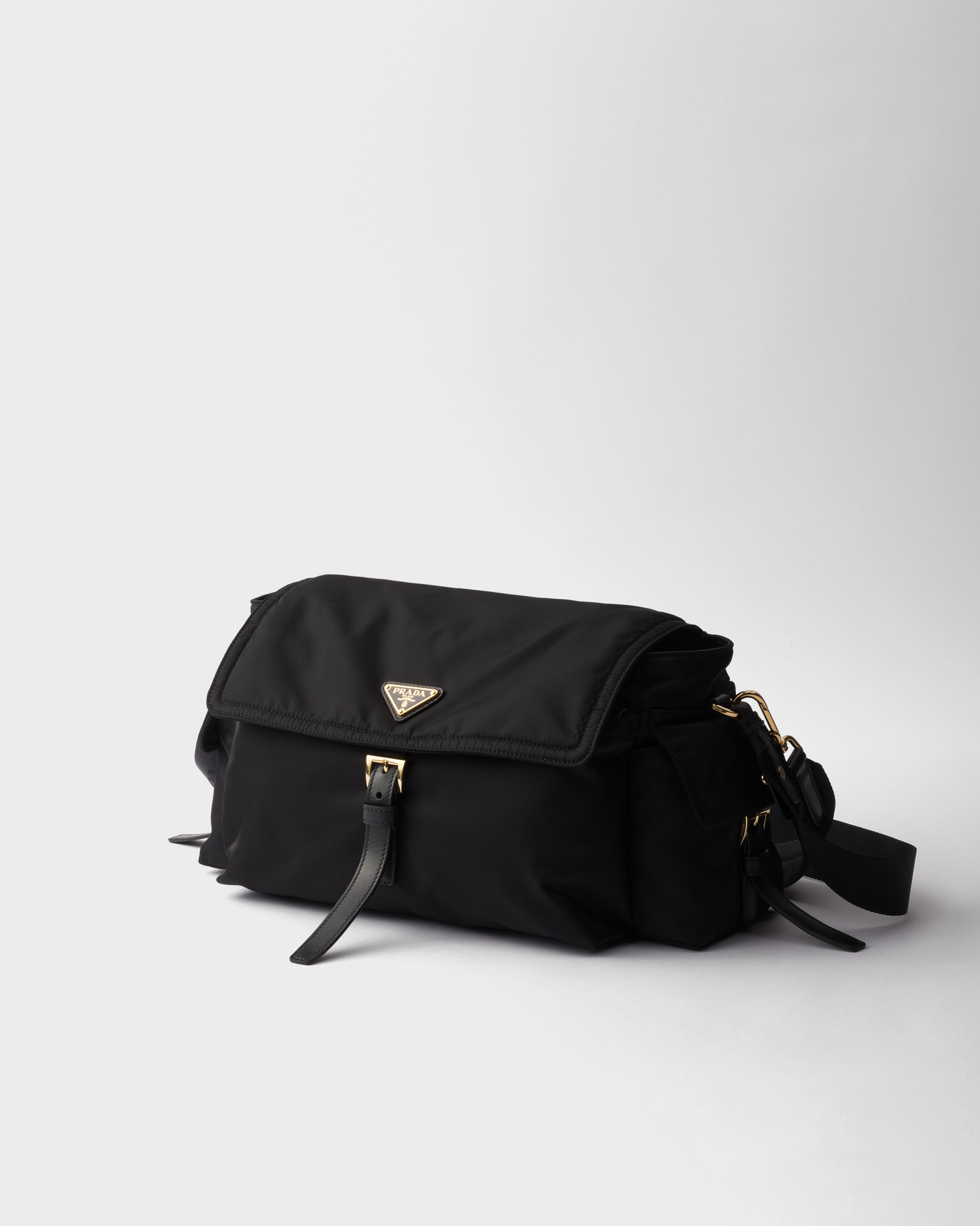 Black Prada Explore Large Re-nylon Shoulder Bag With Flap | PRADA