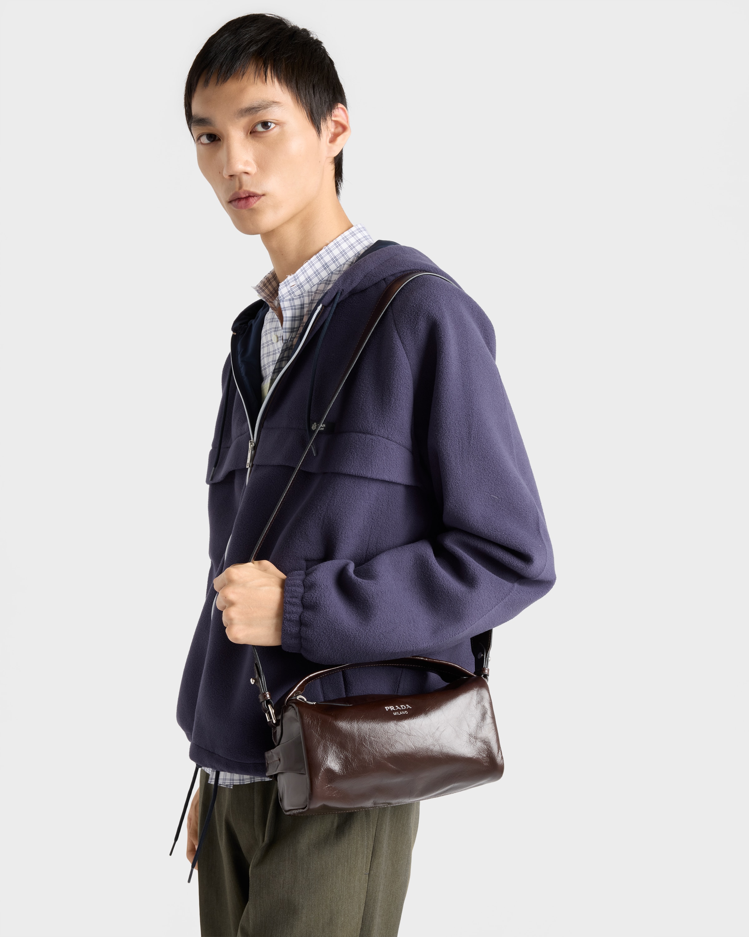 ダークブラウン レザー ショルダーバッグ | PRADA