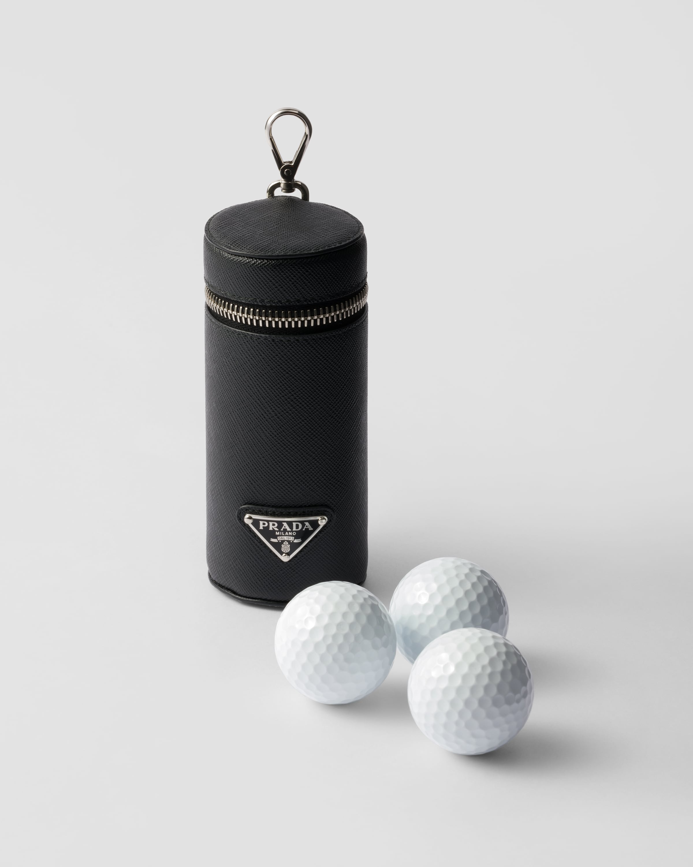 Black Saffiano Leather Golf Ball Case | PRADA