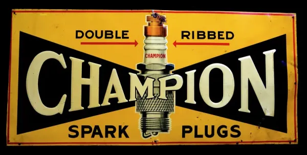 Champion Spark Plugs Print Advertising Vintage Tin Sign. Art