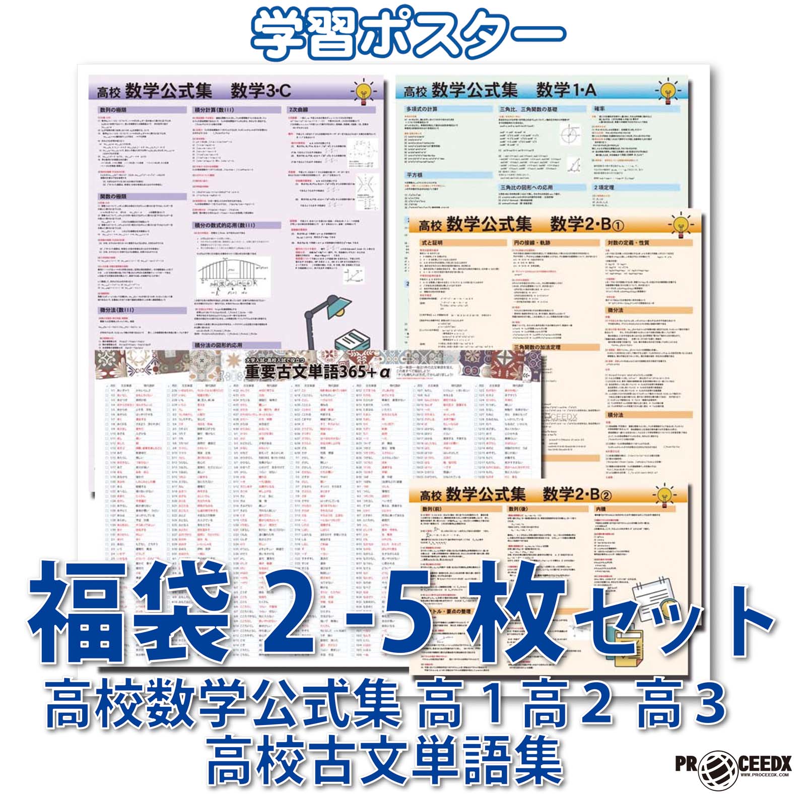 福袋2 5枚セット】高校数学公式集 A2サイズ 日本製 送料無料