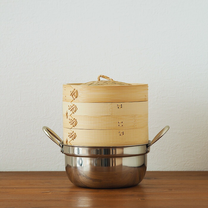 かごや 杉 中華せいろ 15cm 2段 ステンレス鍋付セット | 食器と料理