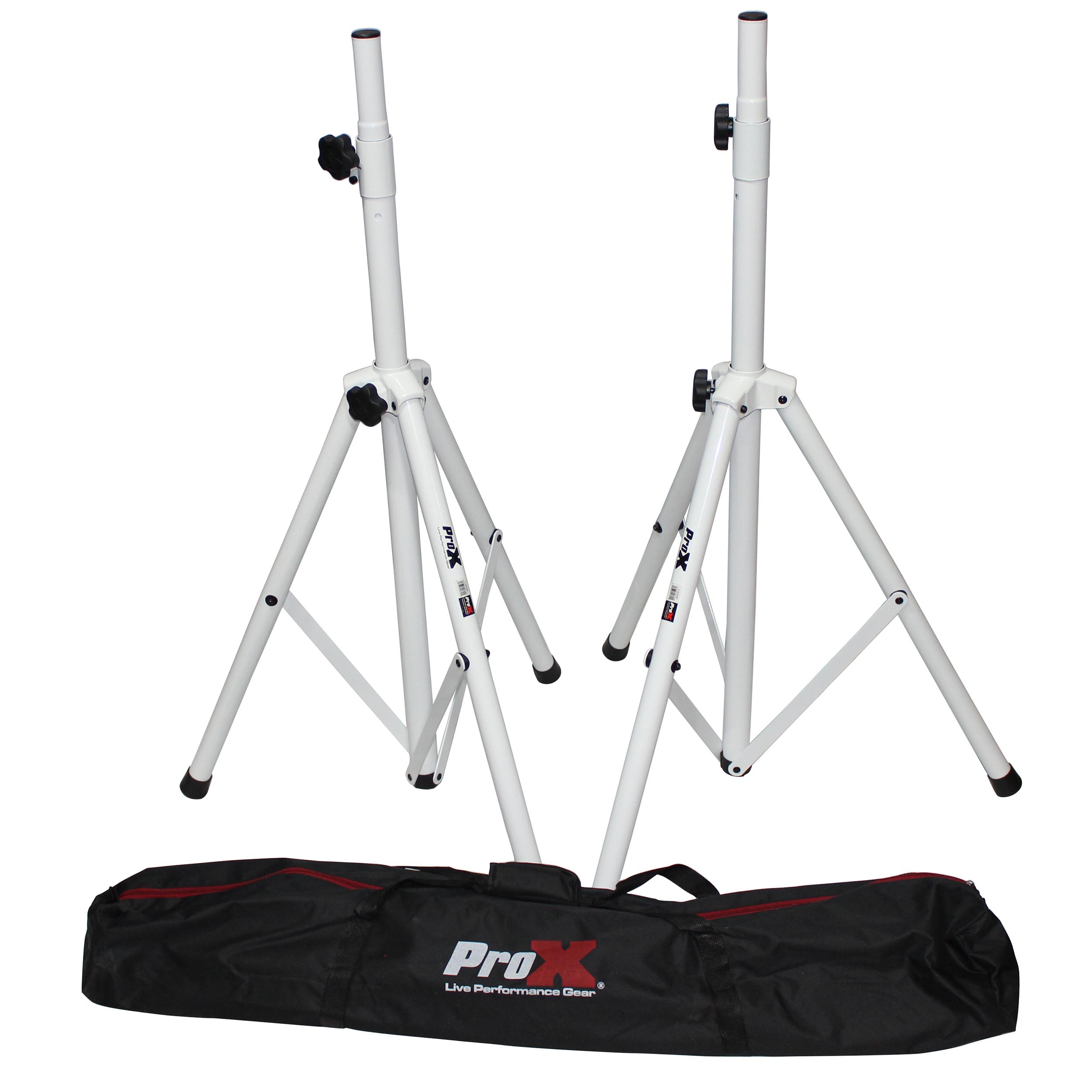 ProX T-SS28P White Heavy-Duty All Metal Speaker Tripod Stand Set