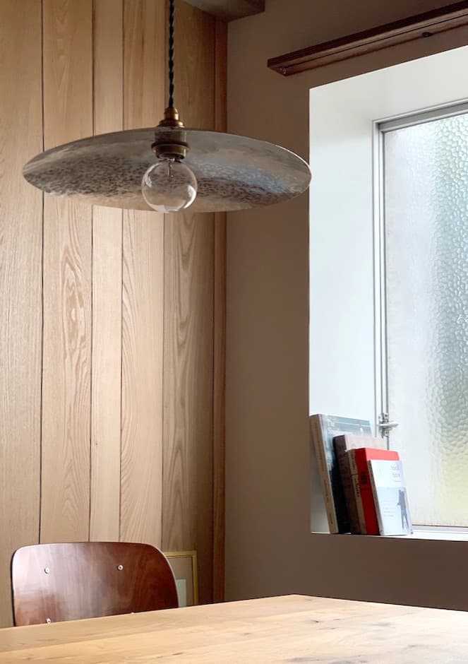 鎚目模様のシェードランプ E26 お皿型 アルミ | LT-PD010-11-G148