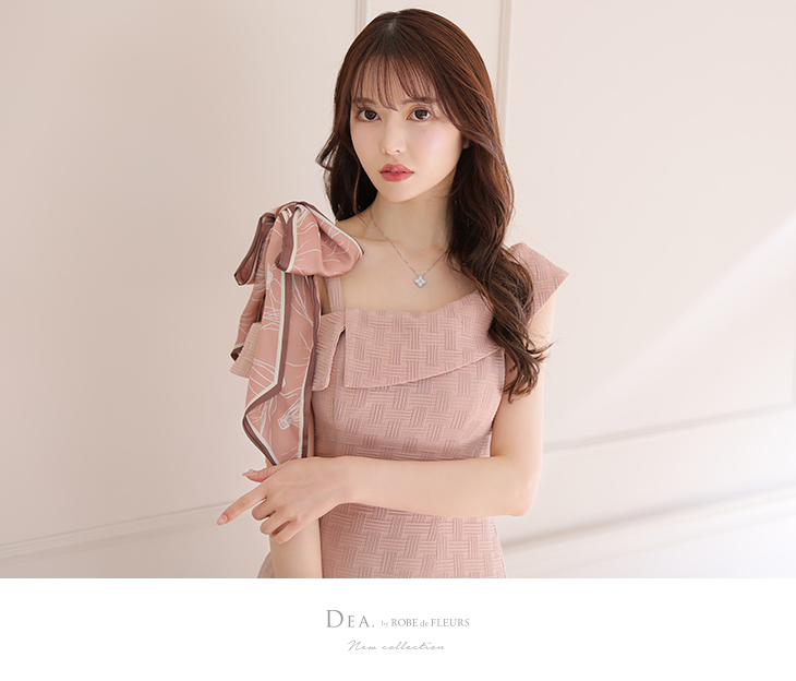 Lサイズあり】ワッフルxスリットマーメイドキャバドレス[スカーフ付き