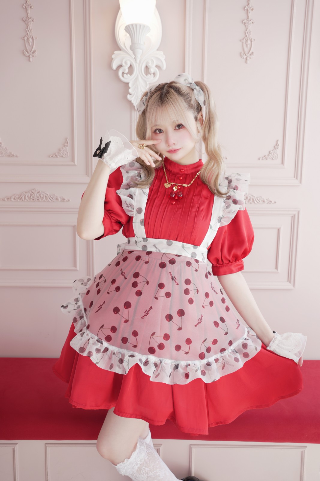 予約商品】cherry doll one-piece dress＆ribbon clip（チェリードール