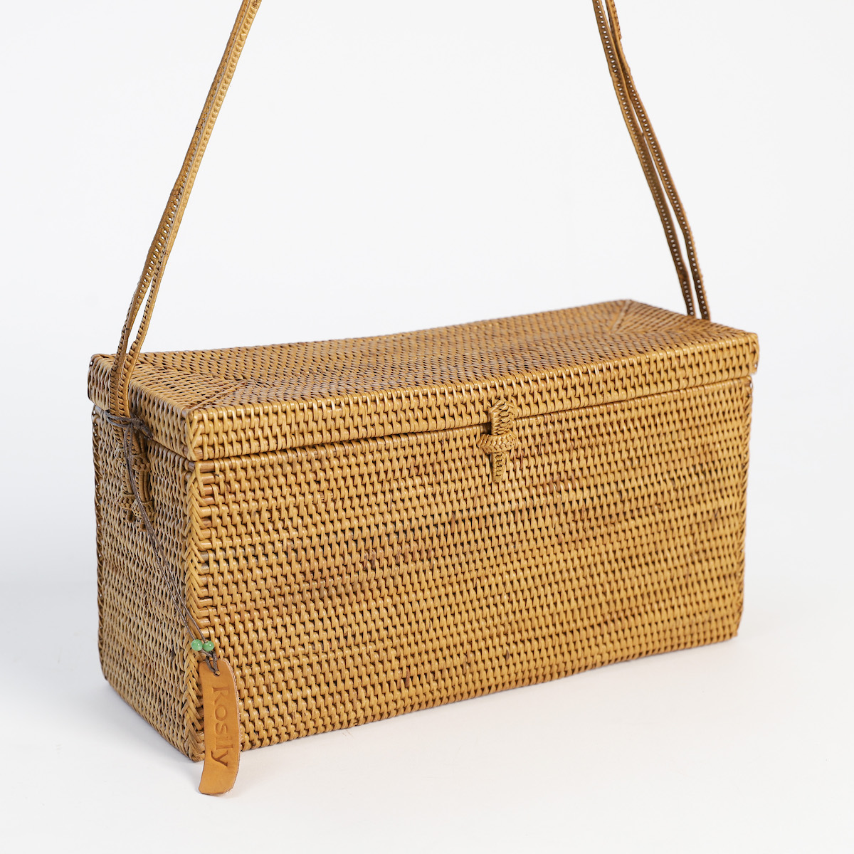ブロック型バッグ蓋付きアタ紐持手 (NAB655) バリ島 アタかごバッグ