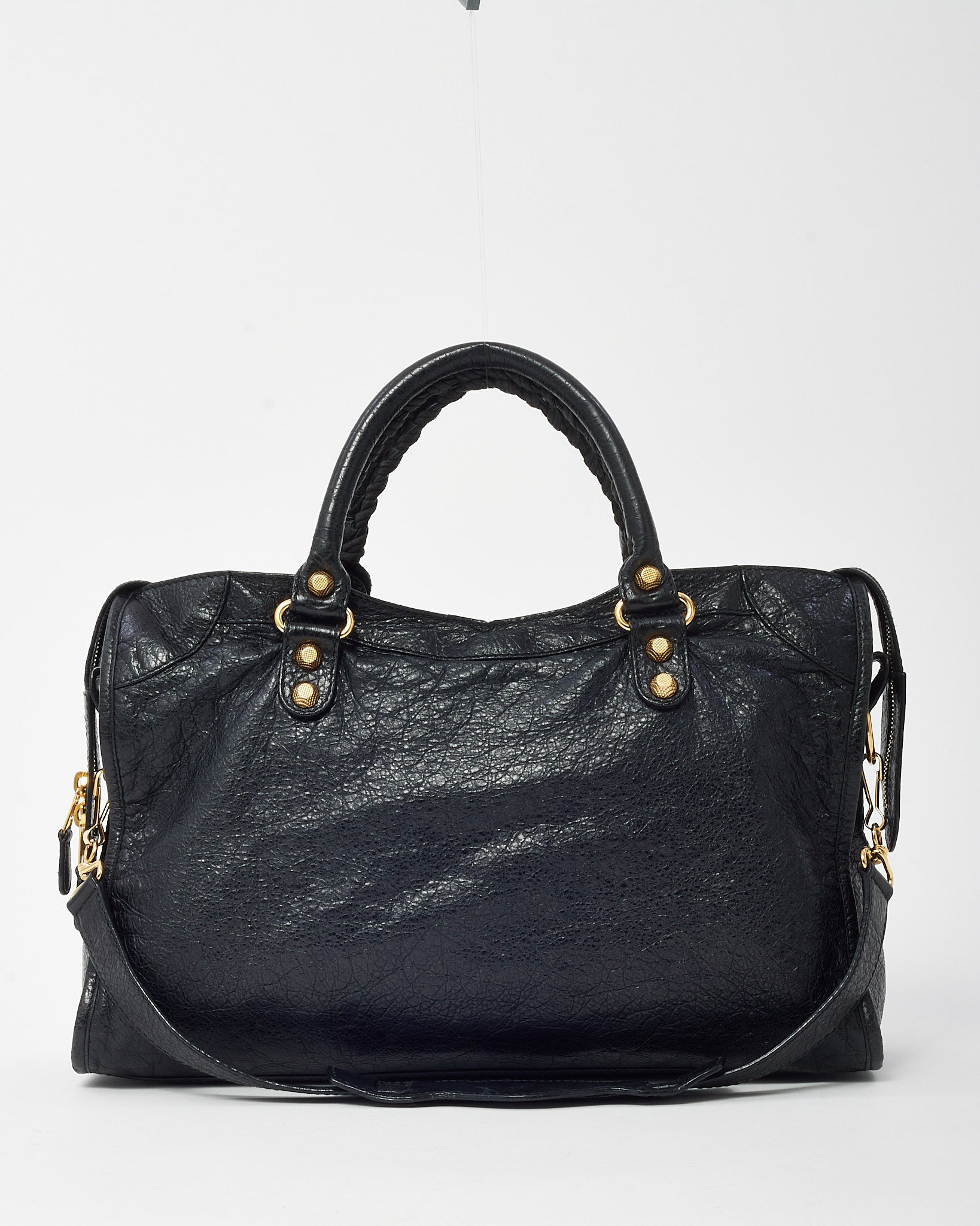 Buy Balenciaga Black Lambskin Leather Gold Giant 12 Stud Moto City