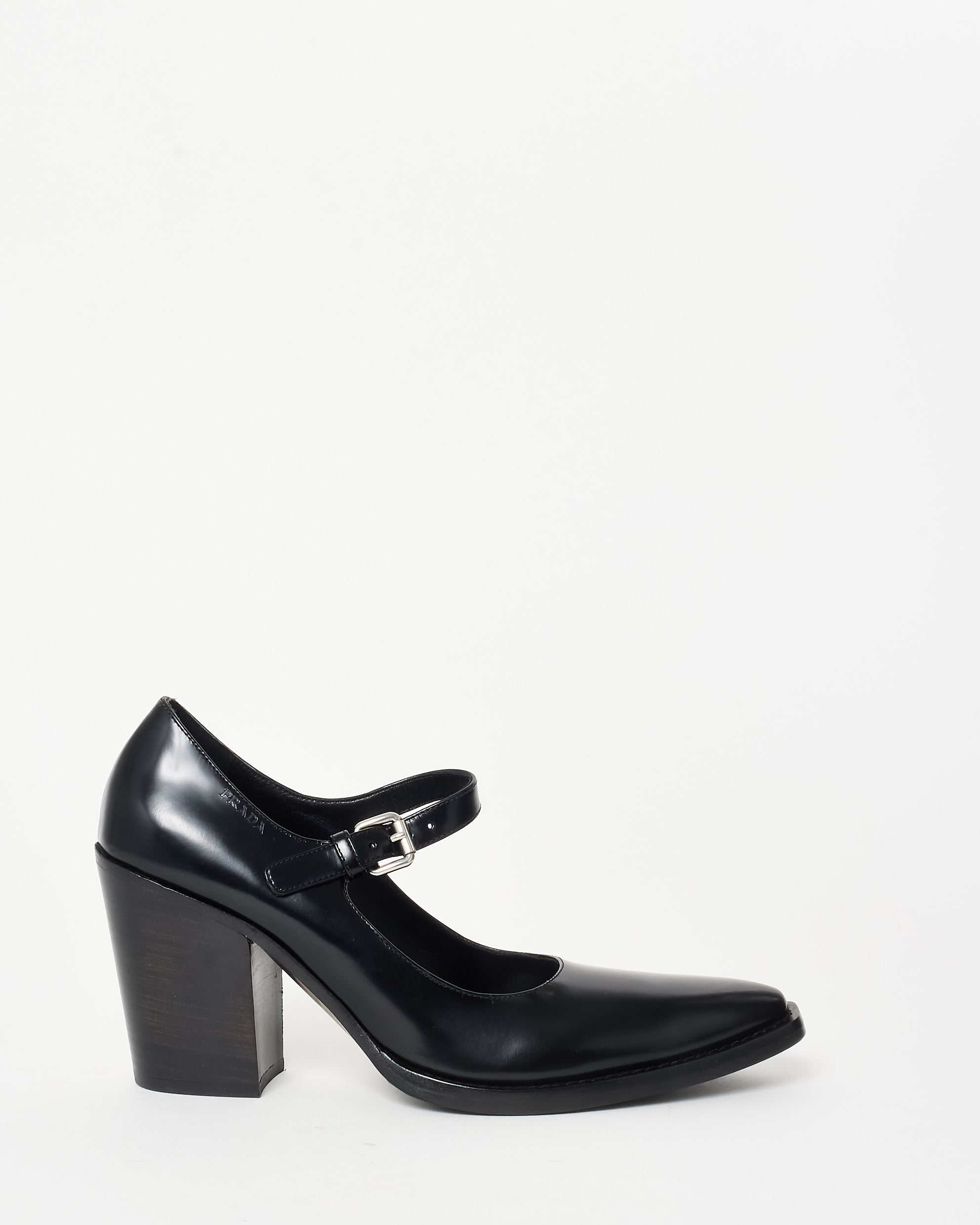 Buy Prada Black Leather Mary Jane Western Style Pumps - 41