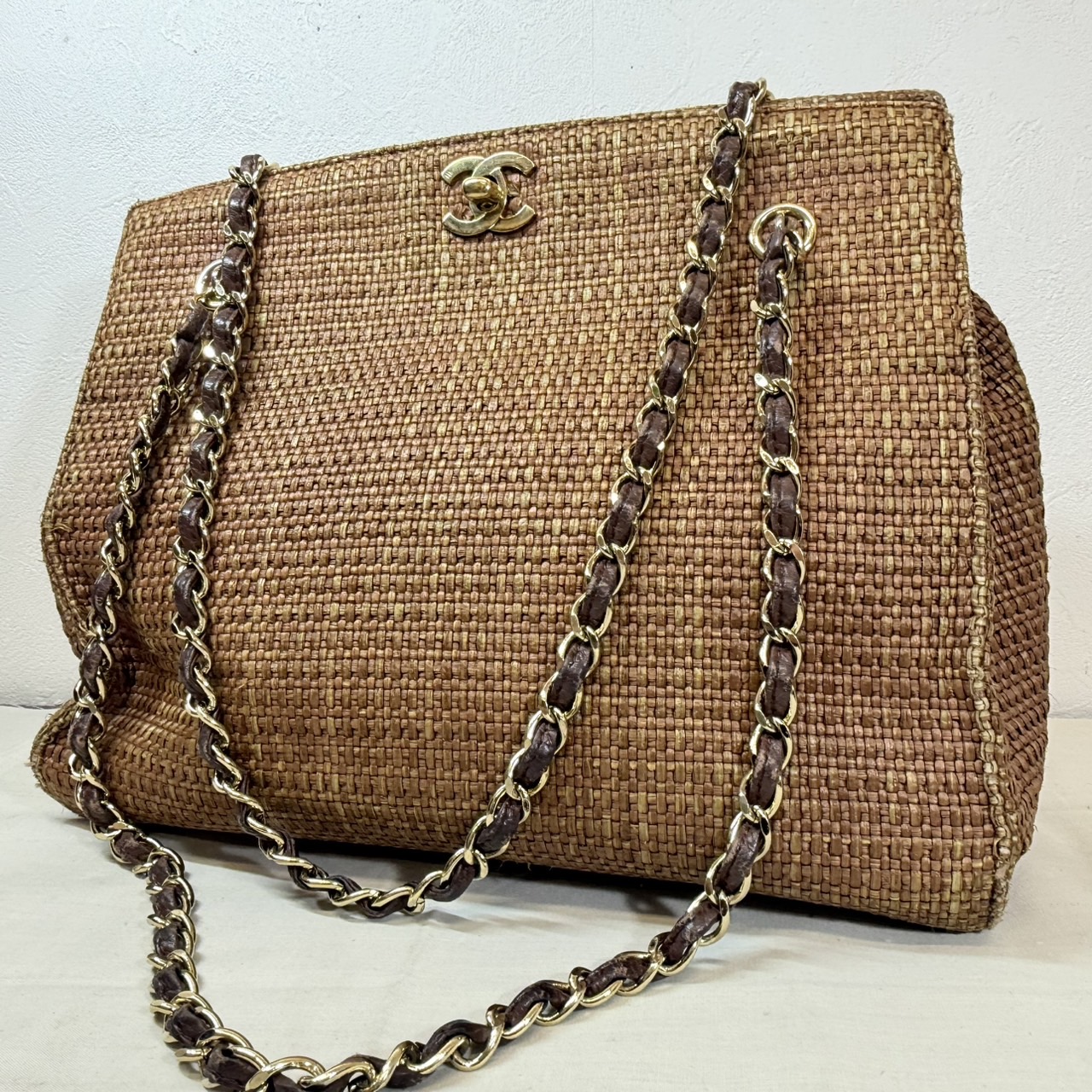 CHANEL】 シャネル ストローカゴ ラフィア チェーントートバッグ 買取