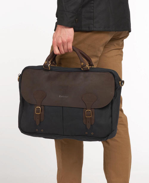 Barbour Wax Cotton Briefcase - 90 Days Returns - Red Rae Town