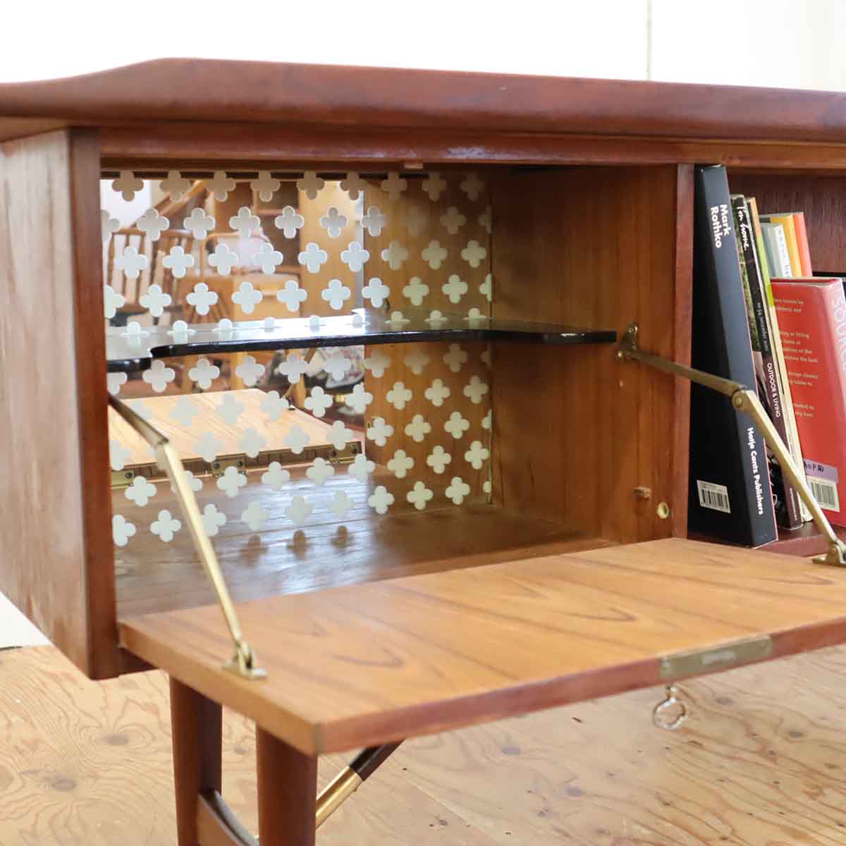 片袖デスク チーク材 机 デンマーク製 北欧 ヴィンテージ