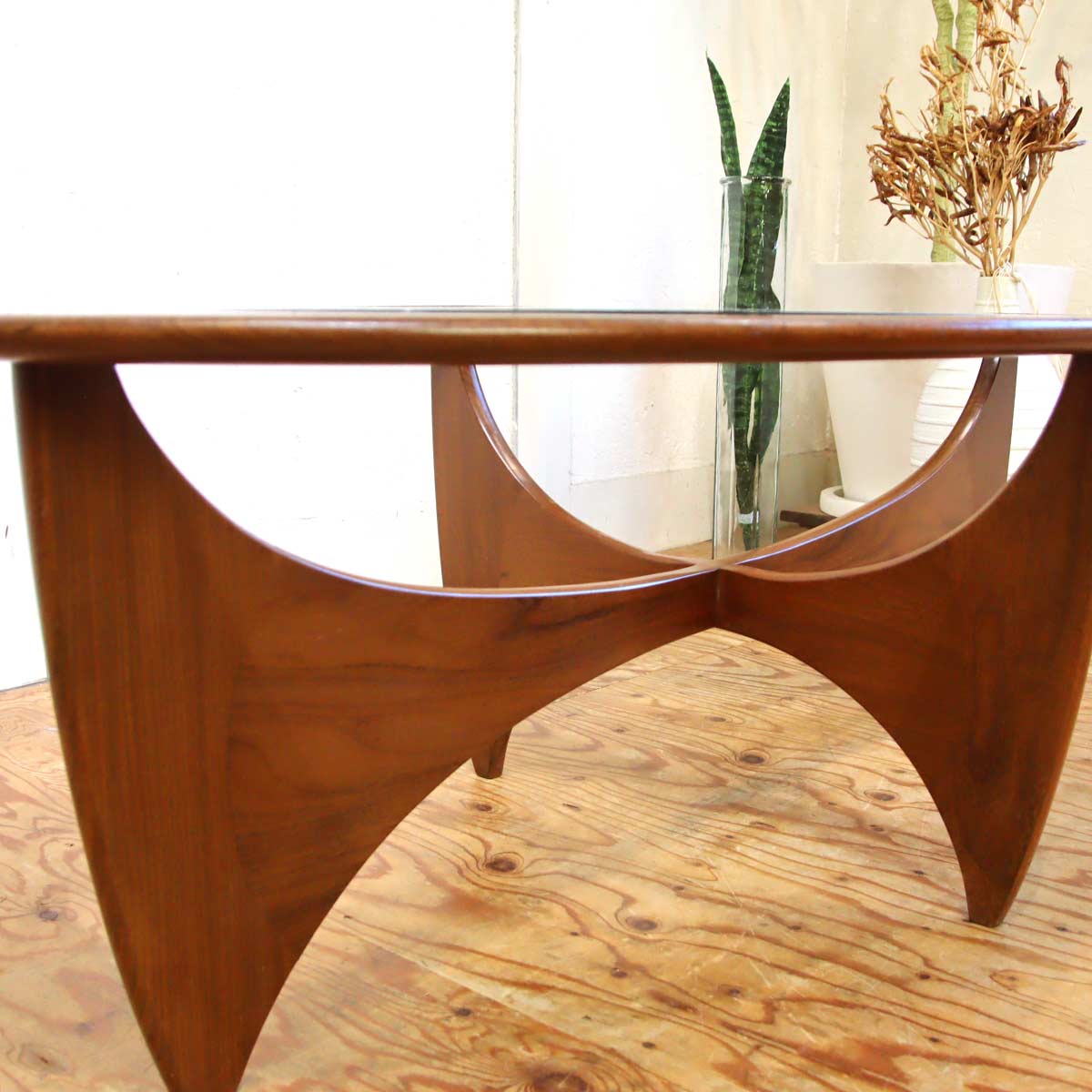 G-PLAN】 ガラスコーヒーテーブル オーバル イギリス家具 G-PLAN