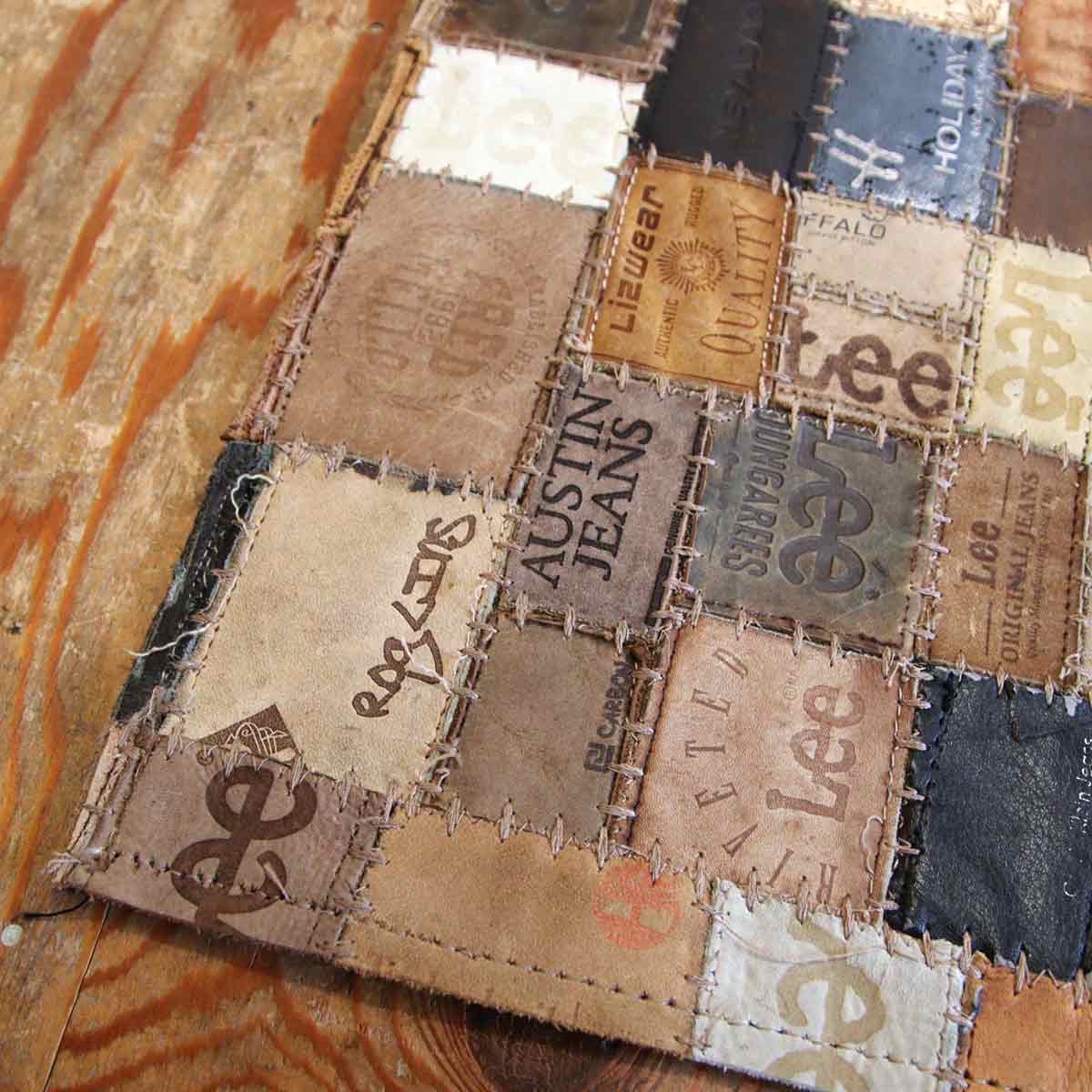 アスプルンド / ASPLUND シャルダ デニム革 パッチワーク ラグマット