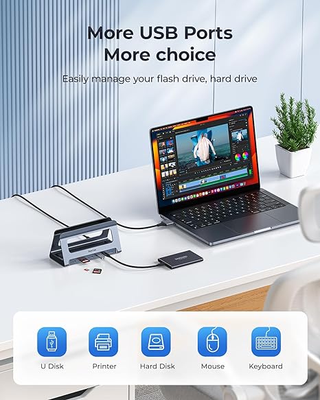 RayCue USB C Docking Station Dual Monitor for MacBook Pro/Air