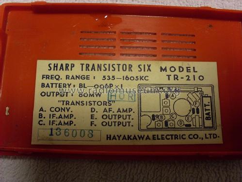 Transistor Six TR210 Radio Sharp; Osaka, build 1965 ??, 7 pictures