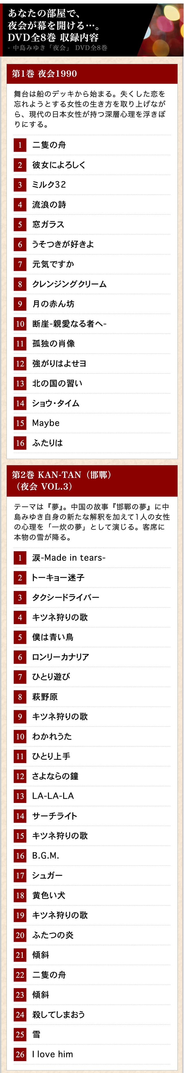 楽天市場】中島みゆき「夜会」 DVD全8巻 ユーキャン通販 : ユーキャン