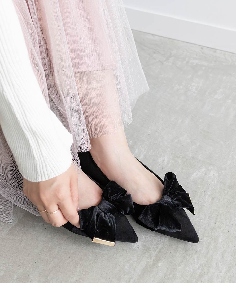 SALE】ベロアリボンフラットシューズRANDA公式サイト