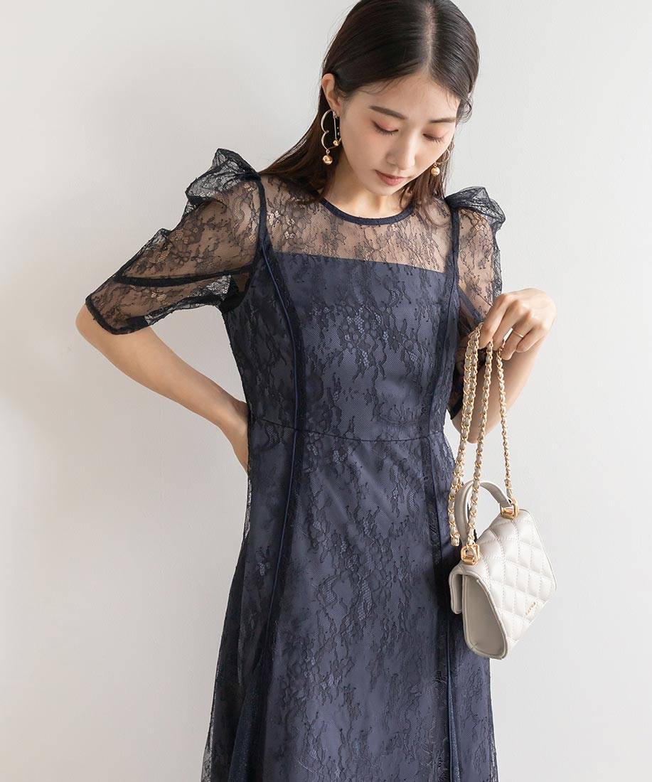 SALE】総レース切り替えパイピングワンピースRANDA公式サイト