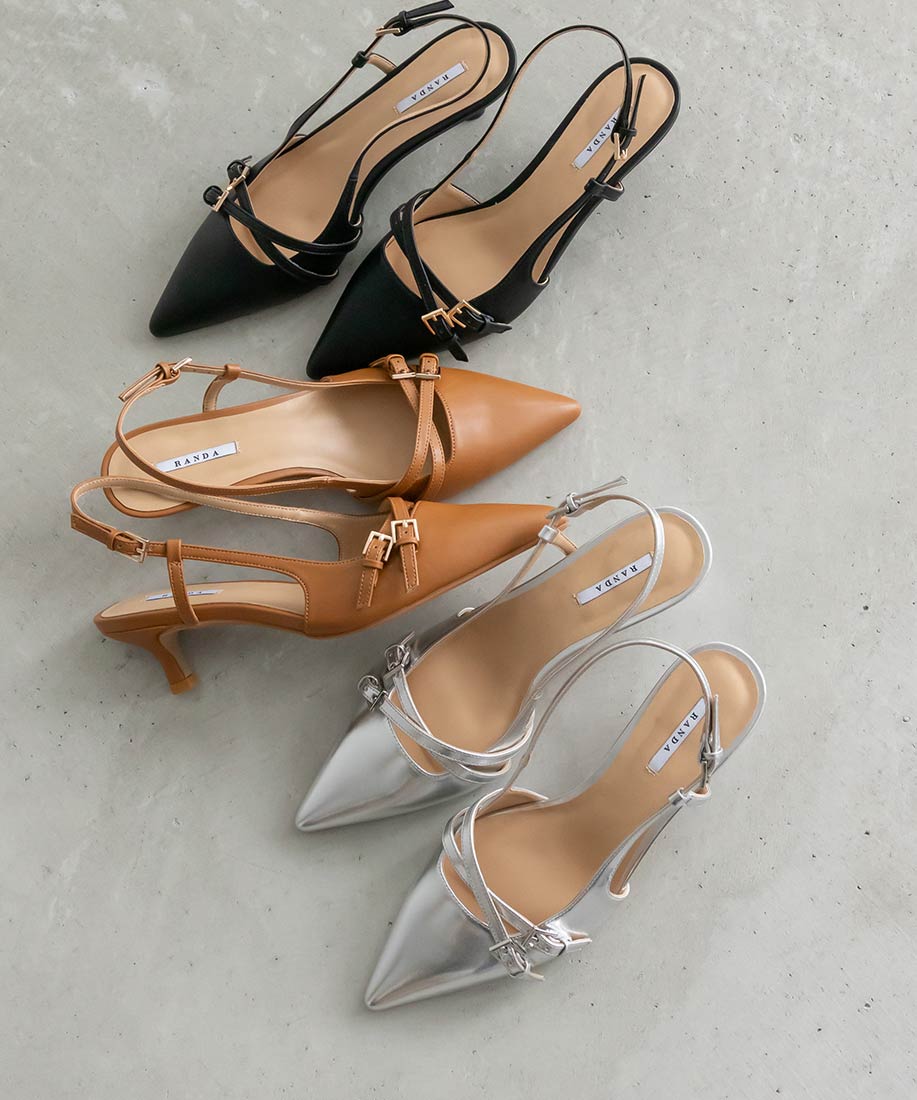 SALE】3E3E幅広 クロスベルト スリングバックパンプスRANDA公式サイト