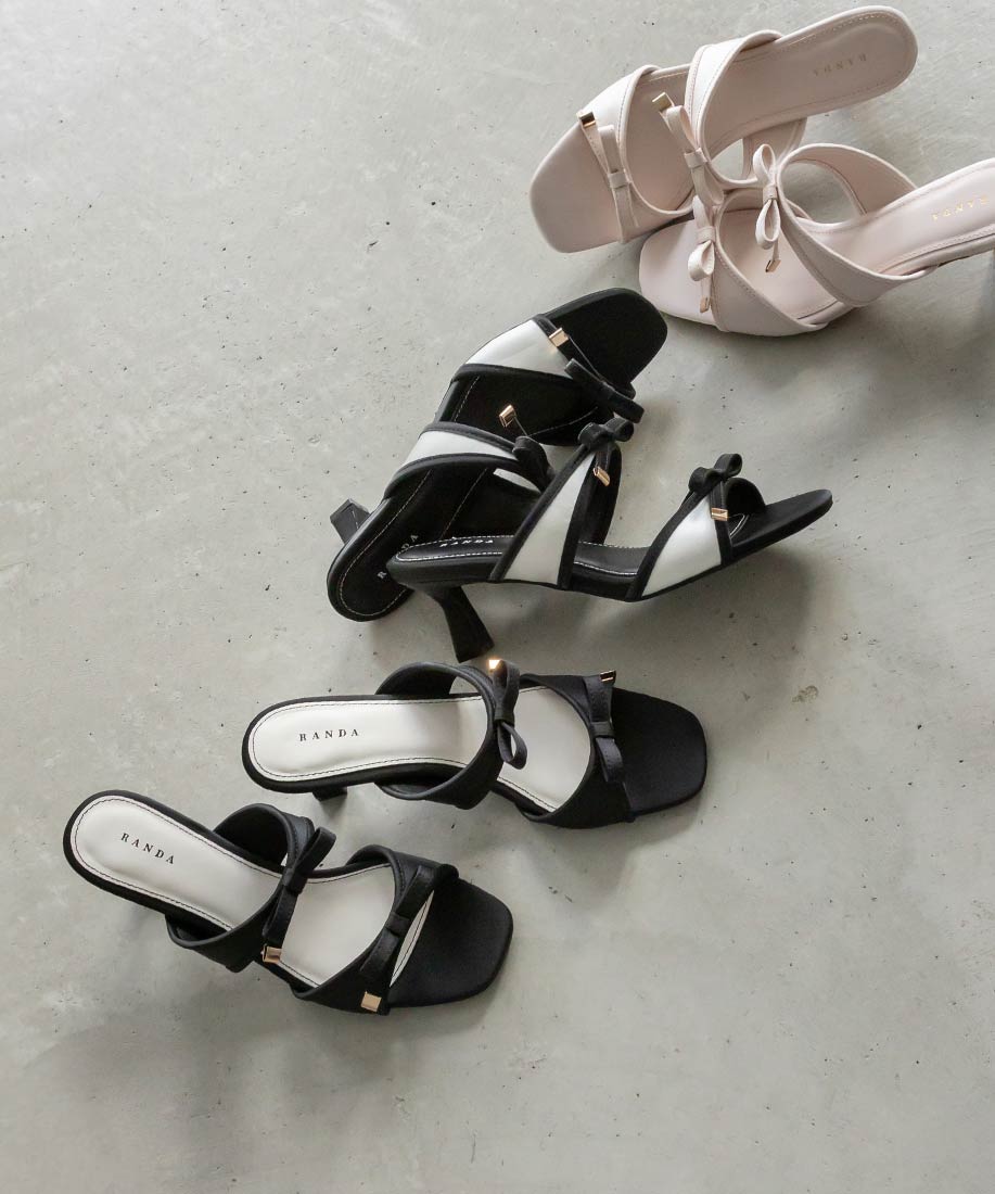 サテンダブルリボンミュールサンダルRANDA公式サイト