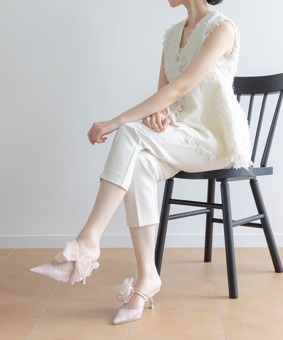 HEART COLLECTION】シフォンリボンハートミュールパンプスRANDA公式サイト