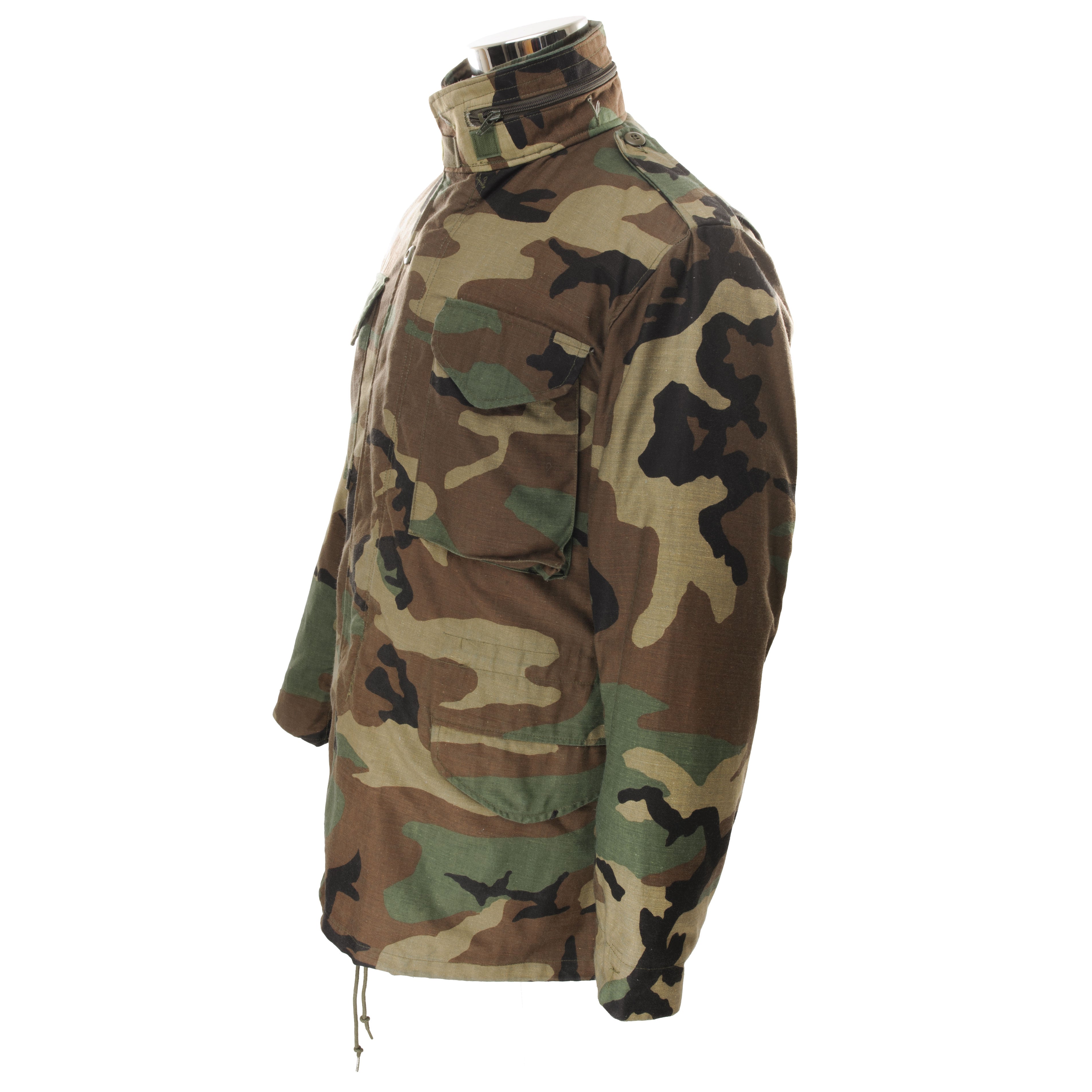 VINTAGE US ARMY M-1965 M65 WOODLAND CAMO FIELD JACKET 1989 SMALL