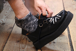 ジョージコックス14477ブラックレザー×ブラックスエード モノトーン