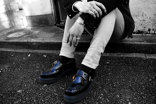 ジョージコックスALASKAブラックレザー ブラックインターレース／ROCK