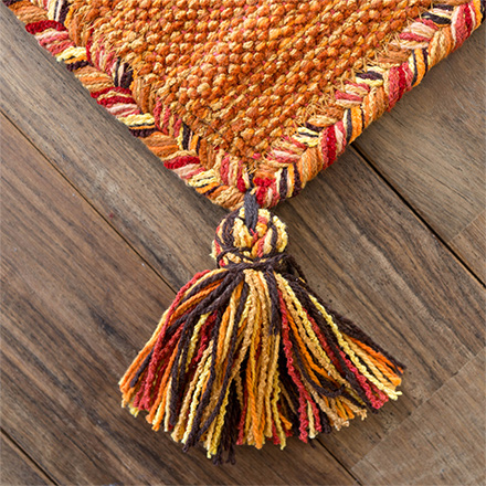 インド綿を使ったキリム柄の手織りコットンラグ 約190x190 cm 2畳