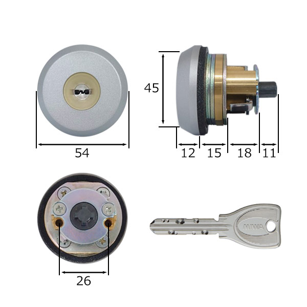 MIWA,美和ロック FDG-FDG 三協立山アルミ向け PRシリンダー 2個同一 WD5155