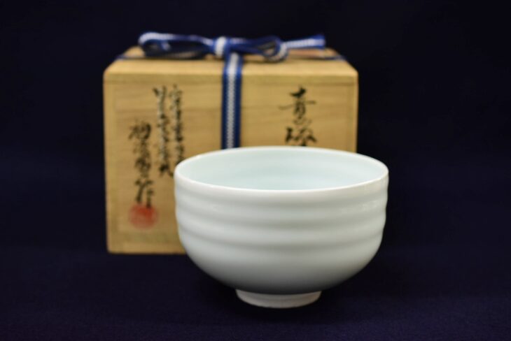 白磁の名工 樋渡陶六 煎茶器 揃い 茶道具 花彫文様 無傷 ほぼ未使用