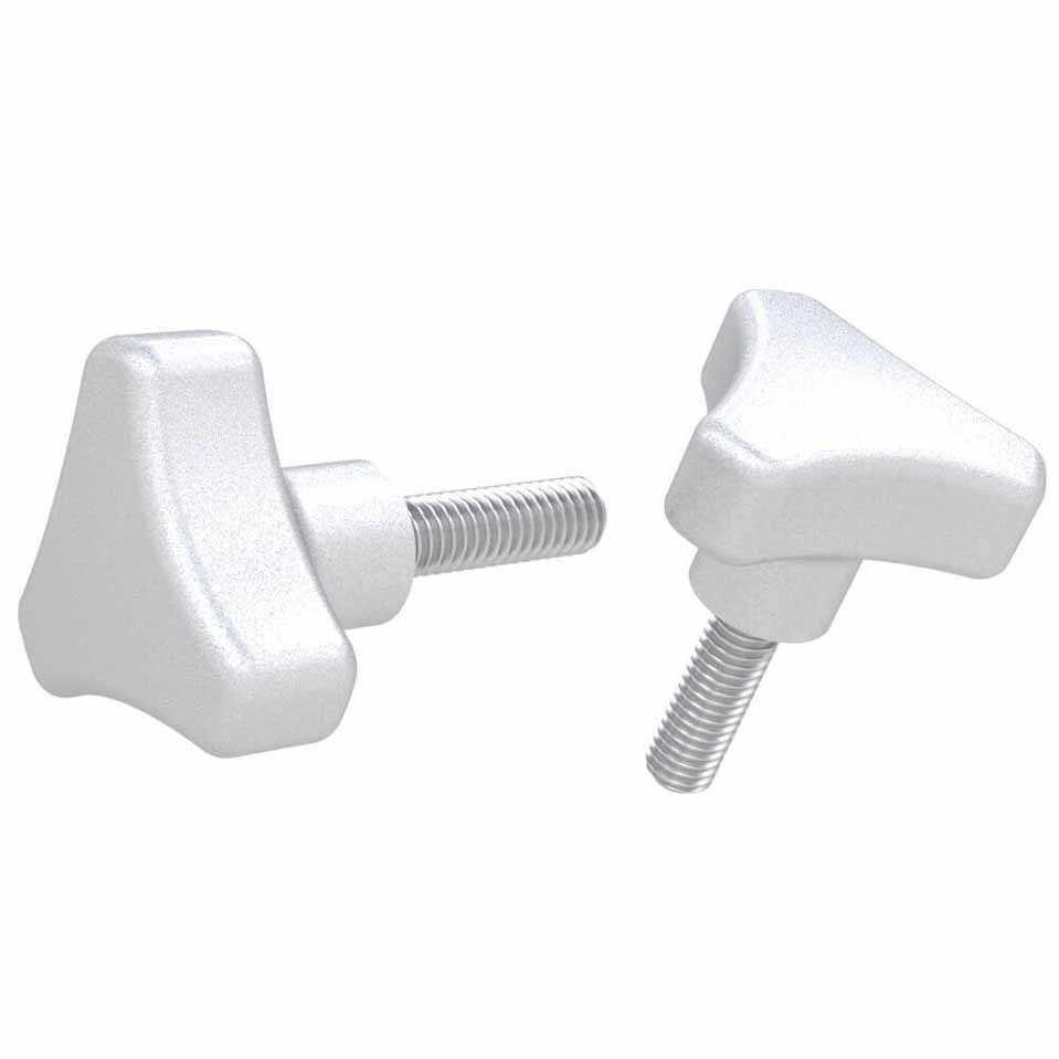 Tri-knob with Male Thread - 316 Stainless Steel Polished (8147