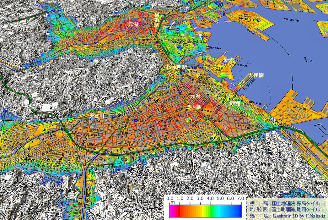 日本の地形千景 神奈川県：横浜市，みなとみらい地区～関内地区の地形変遷