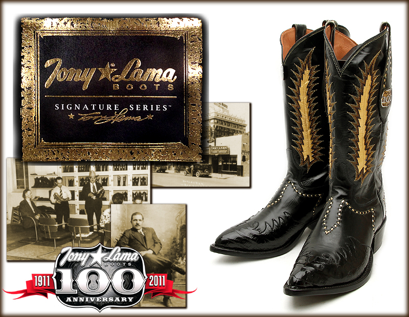 トニーラマ（Tony Lama）LE100 BLACK SIGNATURE CALF×CAIMAN の詳細