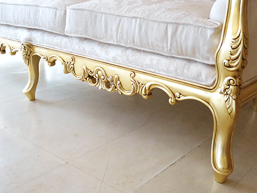 ロココ調ソファ ヴィクトリアンスタイル 3シーター 金箔塗装