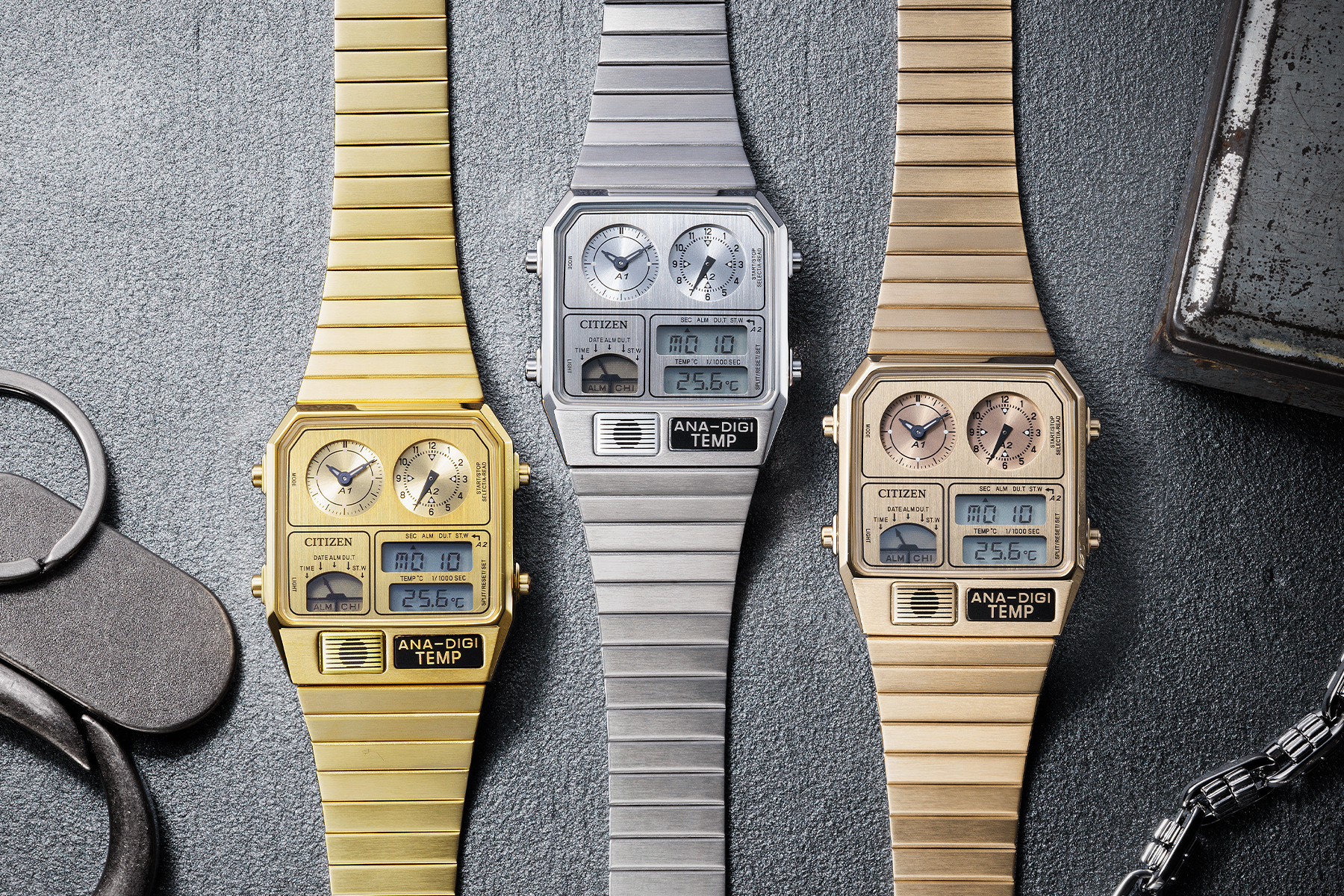 シチズン、レトロな「アナデジテンプ」にフルメタル仕様 - Impress Watch