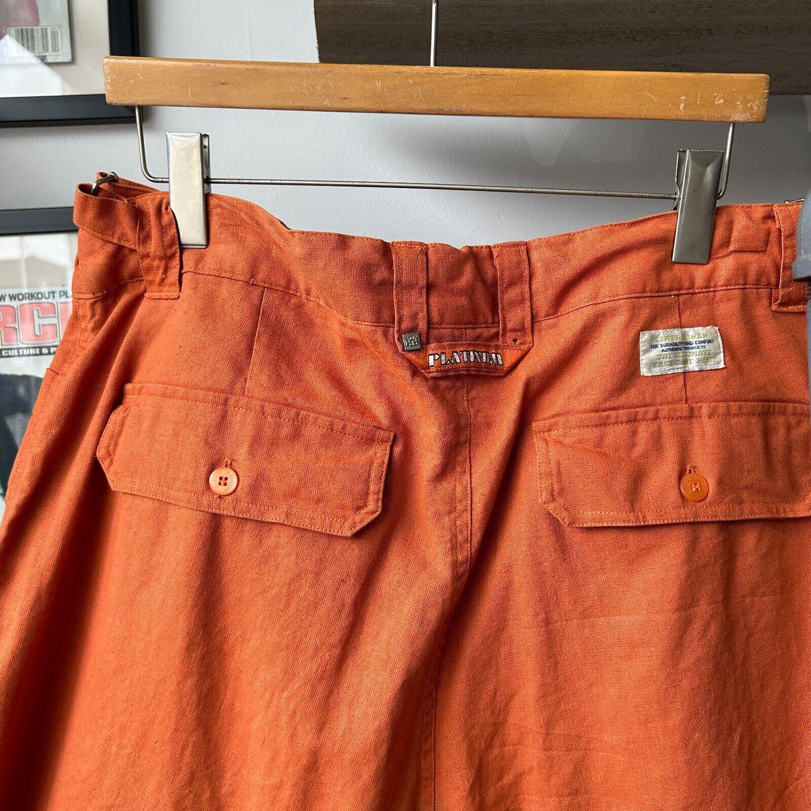 VINTAGE 90s | Platinum Hip Hop History Linen Baggy Shorts sz W36