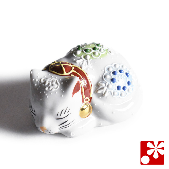 h*a様 【希少・美品】九谷焼 招き猫 眠り猫 金彩色絵 紅葉文 縁起物