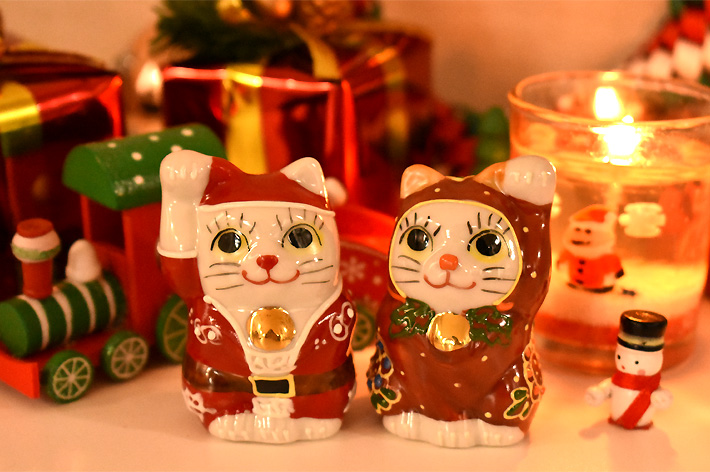 季節限定】ちび招き猫ちゃんセット サンタくんとトナカイちゃん