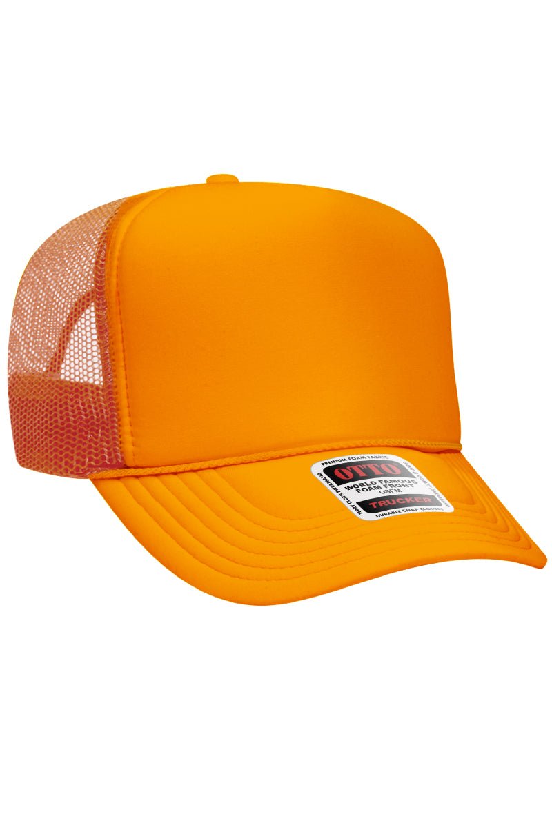 OTTO Neon Orange Foam Front High Crown Trucker Hat | Wholesale