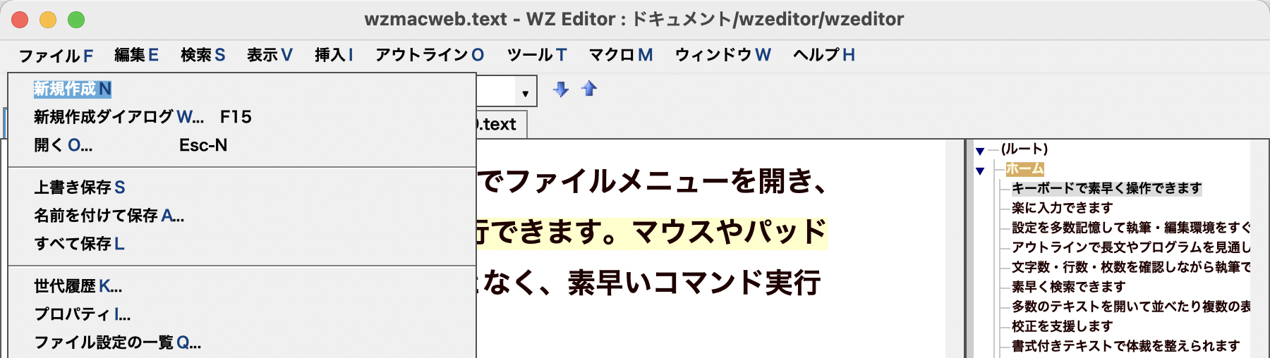 WZ Editor for Mac 日本語テキストエディタ HTMLワードプロセッサ for