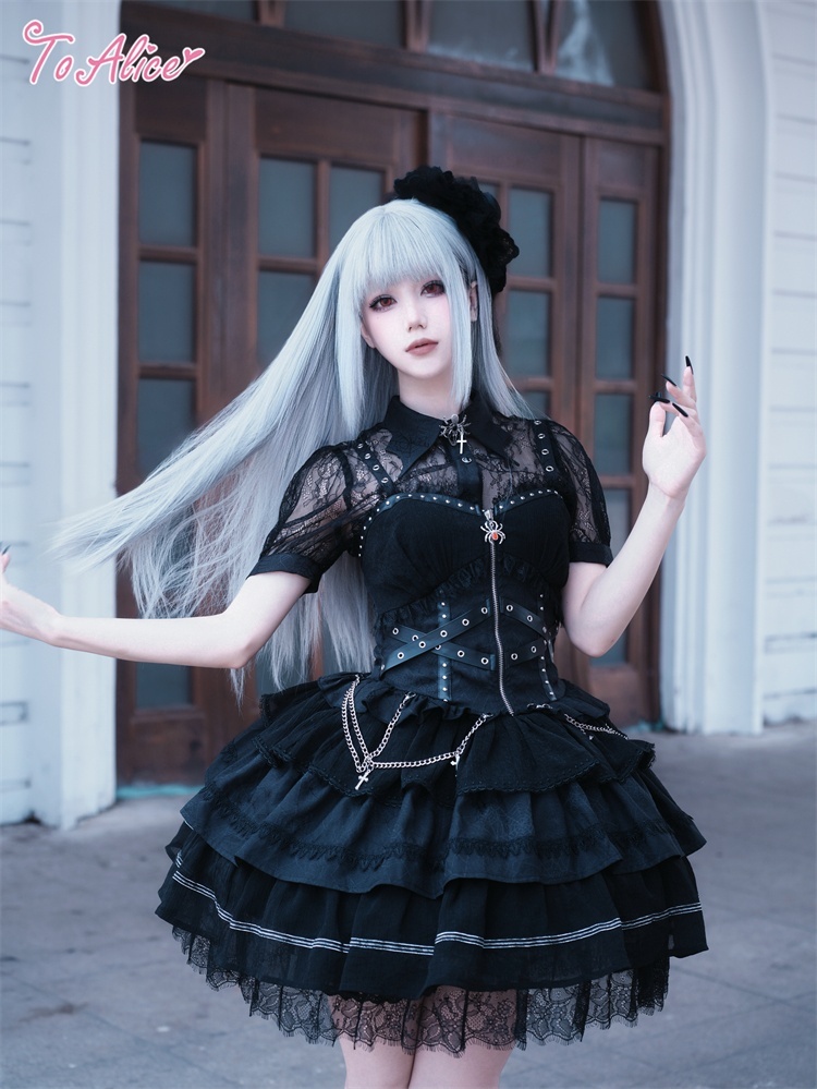 BlackShamrock】F187ベルトデザインスパイダージャンパースカート - To