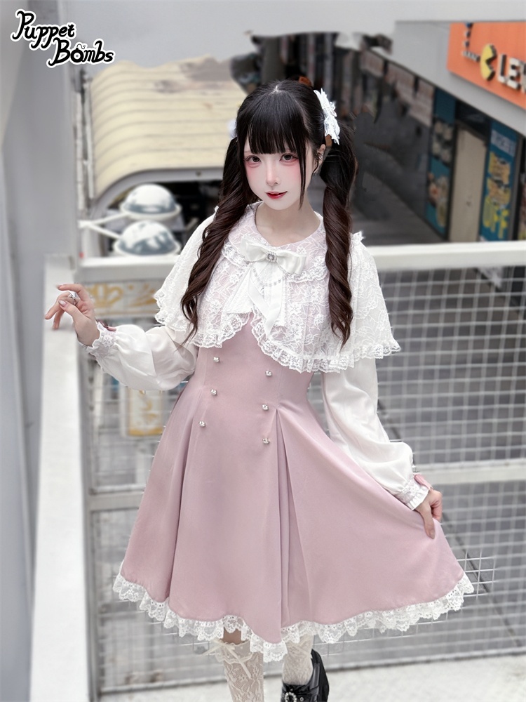 PuppetBombs】Q457 レースケープ風デザインワンピース - To Alice